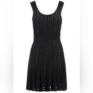 APART Black Beaded Stripes Sleeveless Cocktail Mid Length Sleek Boho Dress Sz 10